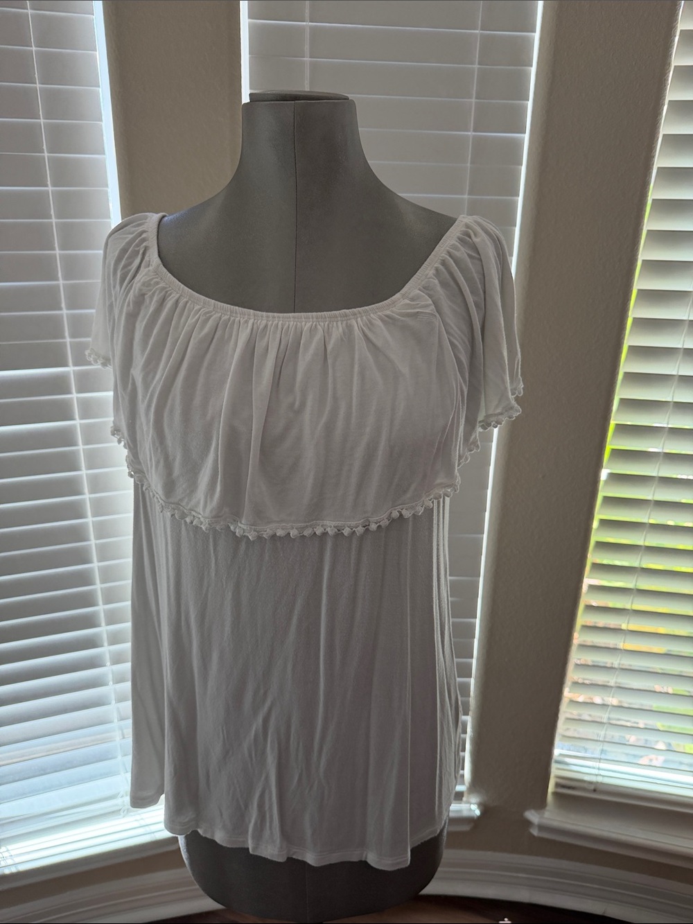White Off-Shoulder Ruffle Top